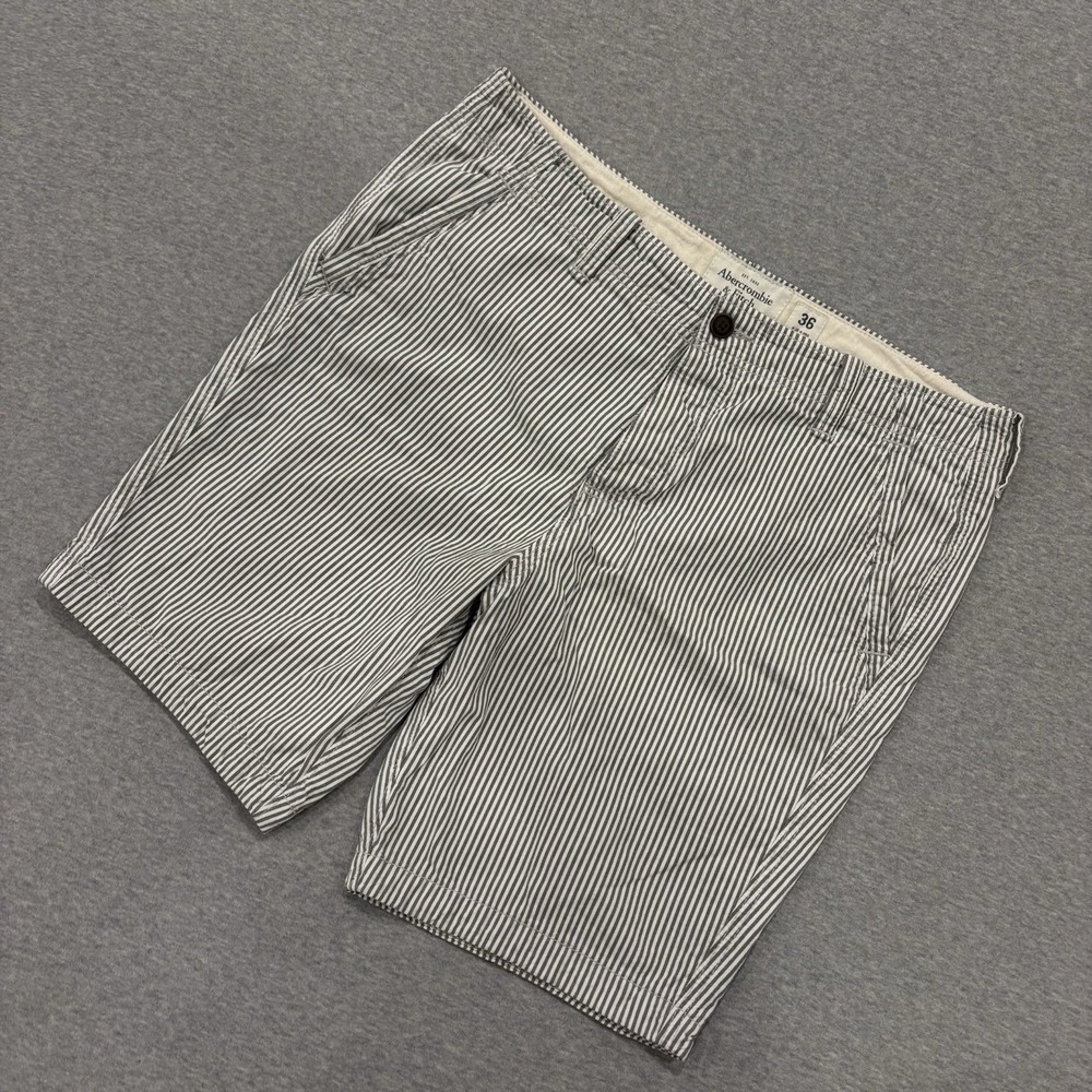 Abercrombie & Fitch Striped Shorts Men's Size 36 (Fit 37) White Gray Preppy